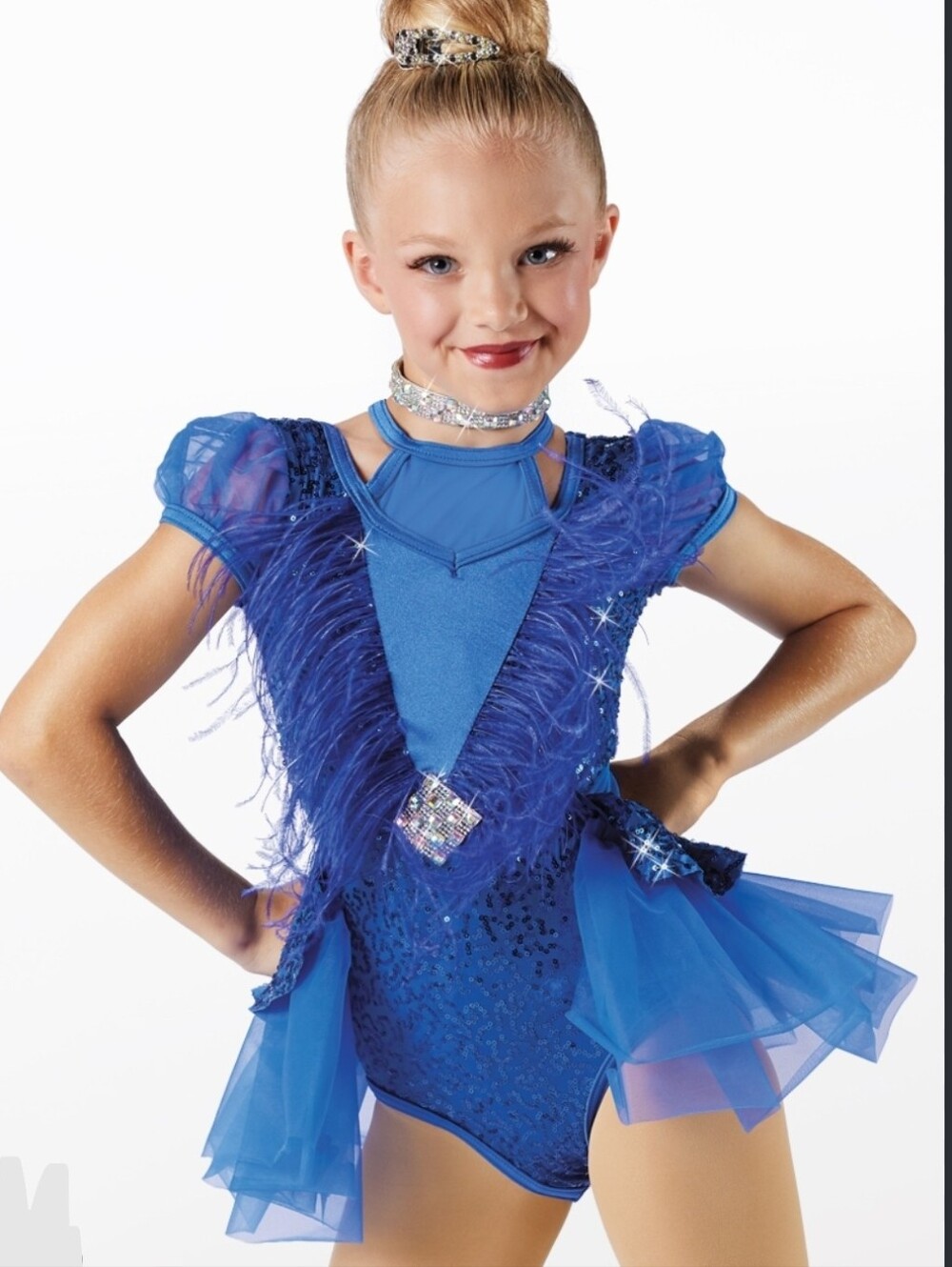 Weissman Royal Blue Sequin Feather Dance Costume